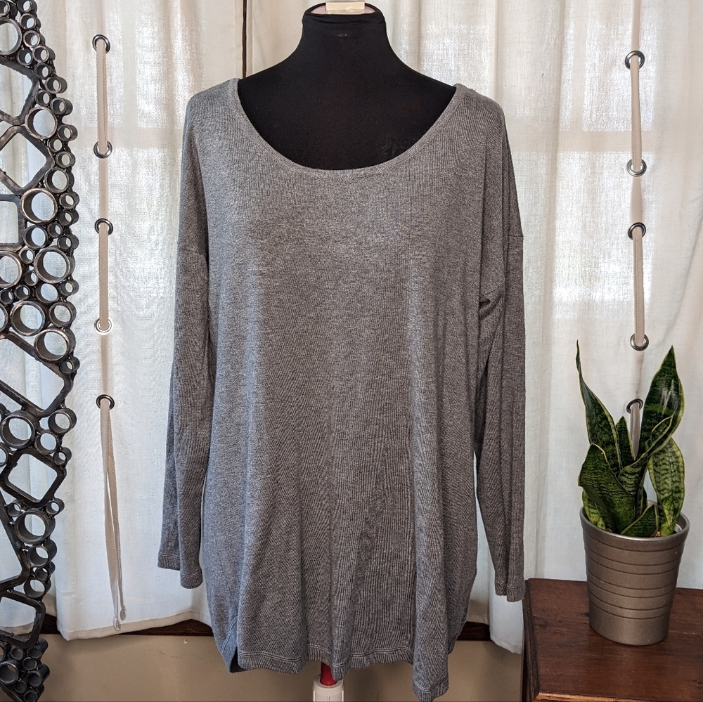 Soft Surroundings gray sweater with back zipper XL